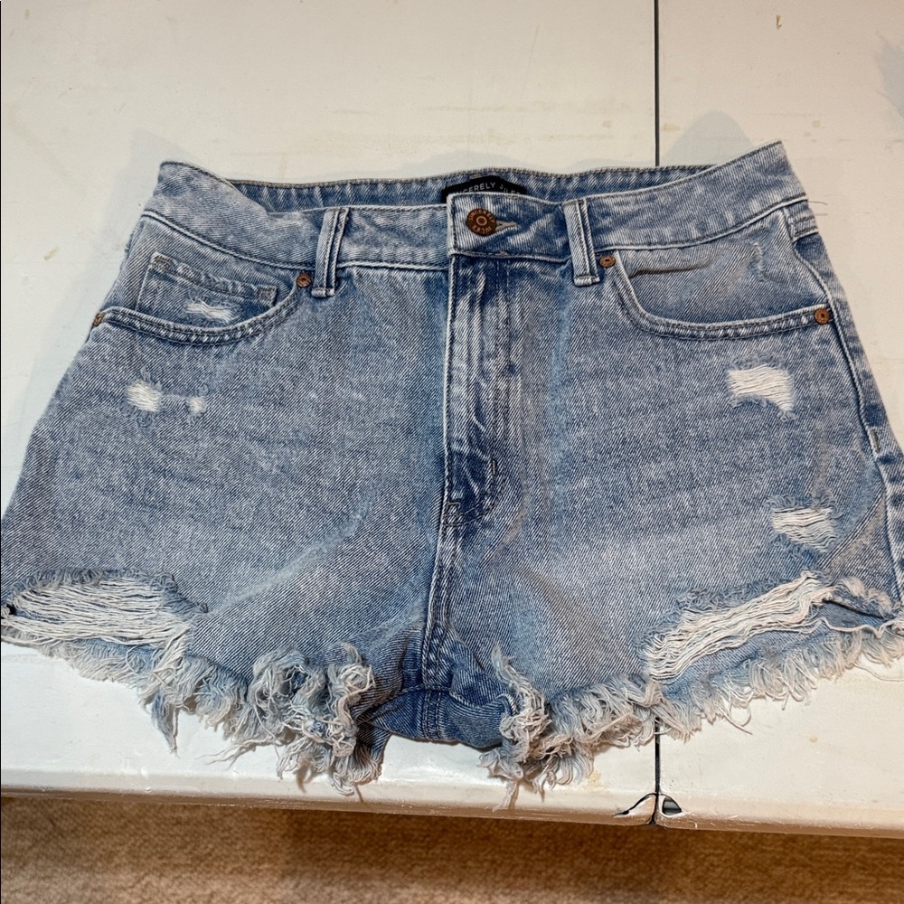 Denim Frayed Hem Women Shorts